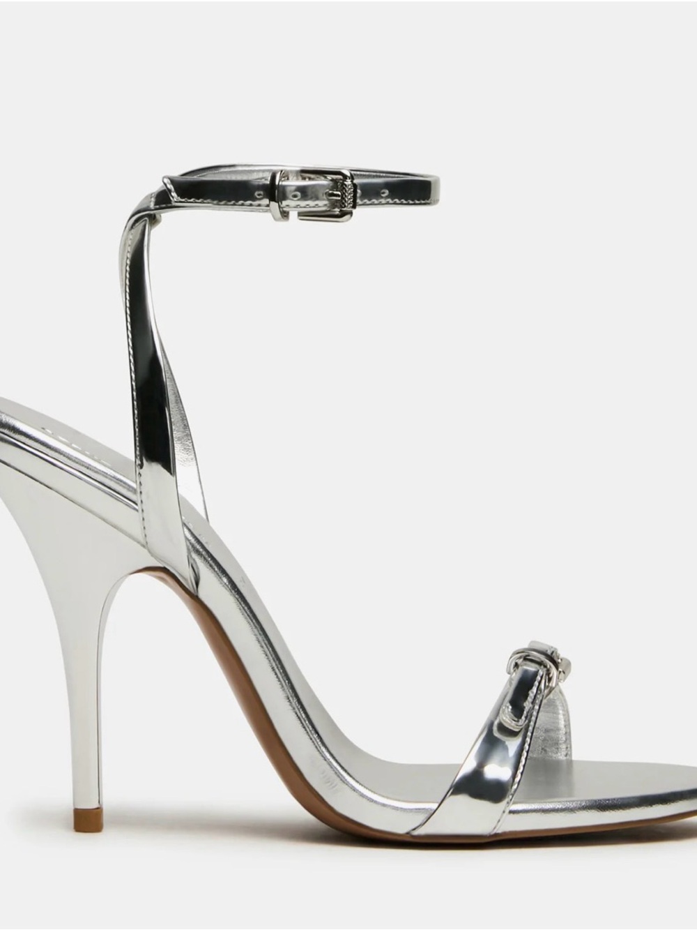 Steve Madden Foxx Silver Ankle-Strap Stiletto Sandals - Women
